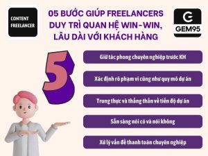 Tóm tắt 5 bước giúp Freelancers duy trì quan hệ win-win lâu dài với khách hàng.